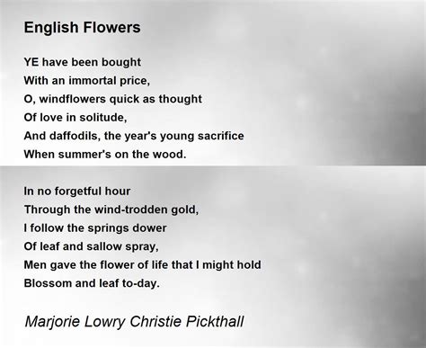 English Flowers English Flowers Poem By Marjorie Lowry Christie Pickthall