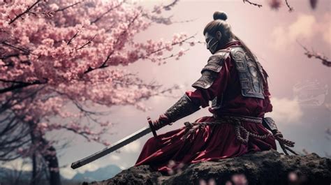 Premium Ai Image A Samurai From The Sengoku Period Stands Under A