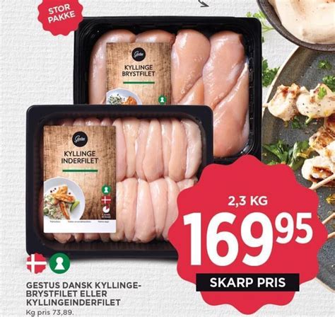 Gestus Dansk Kyllinge Brystfilet Eller Kyllingeinderfilet Tilbud Hos Meny