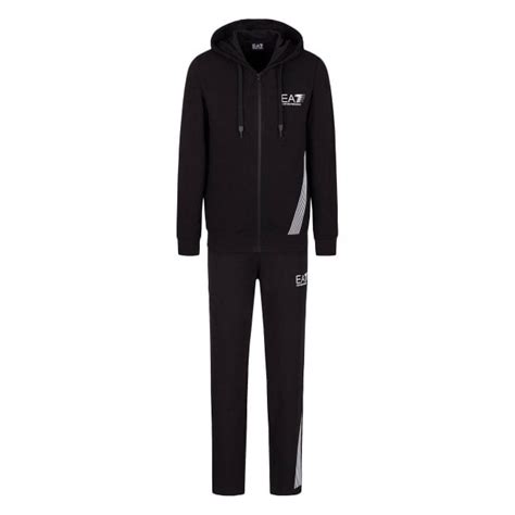 Emporio Armani Ea7 Hooded Zip Up Black Cotton Tracksuit Clothing From N22 Menswear Uk