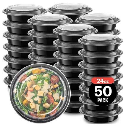 50 Pack Meal Prep Plastic Microwavable Food Containers Bowls For Meal