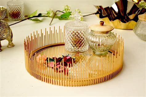 Rhyme Gold Mirror Tray – Decorative / Hamper / Gifting Tray – 12×3.5 ...