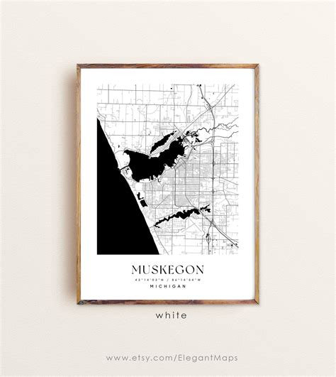 Muskegon Michigan Map Muskegon Mi Map Muskegon City Print Etsy