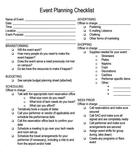 Free Printable Event Planning Template