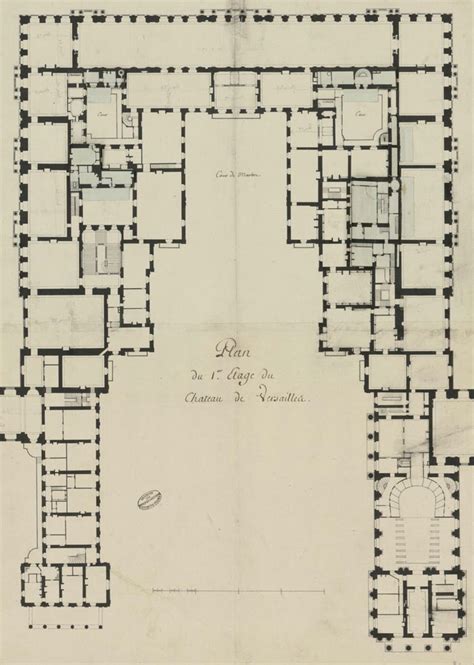 Château De Versailles General Plan First Floor Mezzanine Circa 1785