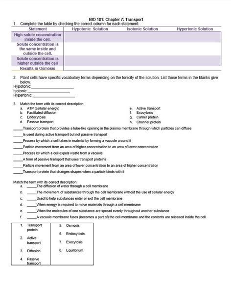 Solved Bio 181 General Biology Topic 2 Chapter 7 Part 1