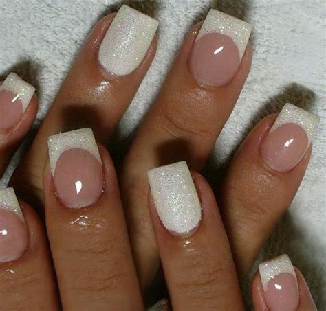 Bridal Wedding Nail Art Design White Glitter Tips With Accent Nail