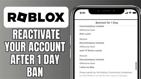 How To Reactivate Your Roblox Account After Being Banned For 1 Day