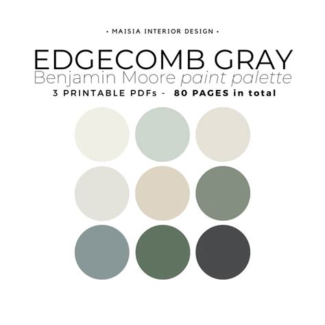 Edgecomb Gray Benjamin Moore Color Palette Whole House Color Etsy