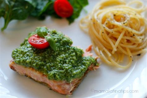 Baked Salmon With Pesto Recipe • Mama Latina Tips