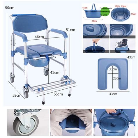 Healthcare Folding Portable In Commode Chair With Wheeled Toilet