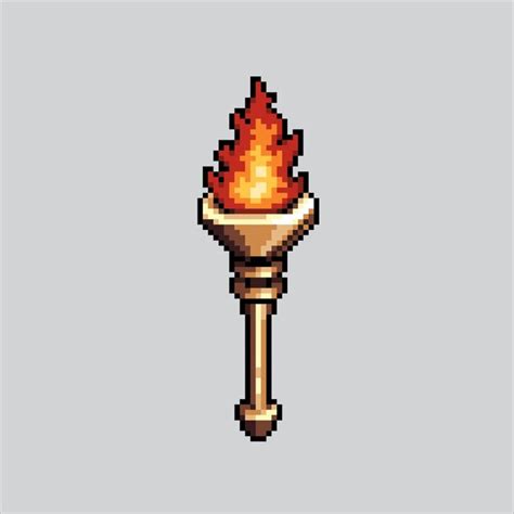 Premium Vector Pixel Art Illustration Torch Pixelated Torch Torch