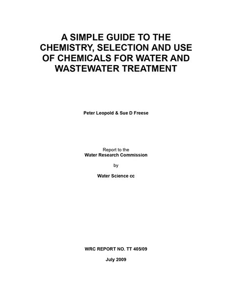 A Simple Guide To The Chemistry Selection And Use Of Chemicals For