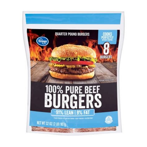 Kroger® 91 Lean Frozen Ground Beef Burger 32 Oz King Soopers