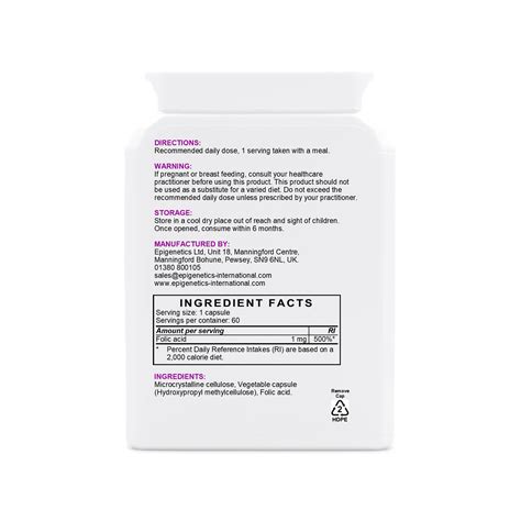 Folic Acid pack of 60 capsules - Epigenetics