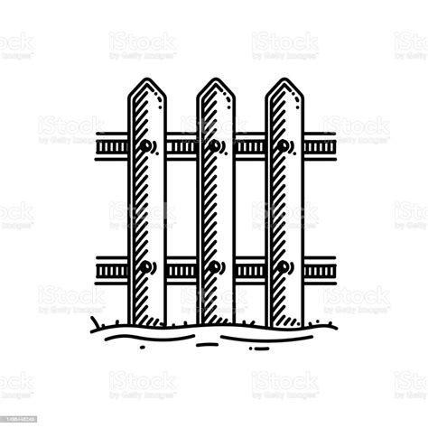 Picket Fence Line Icon Sketch Design Pixel Perfect Editable Stroke Logo