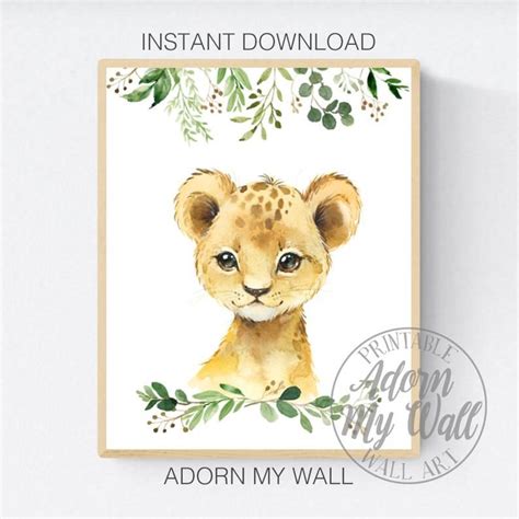 Safari Animal Prints Jungle Animal Wall Art Set Of 6 Etsy Lion