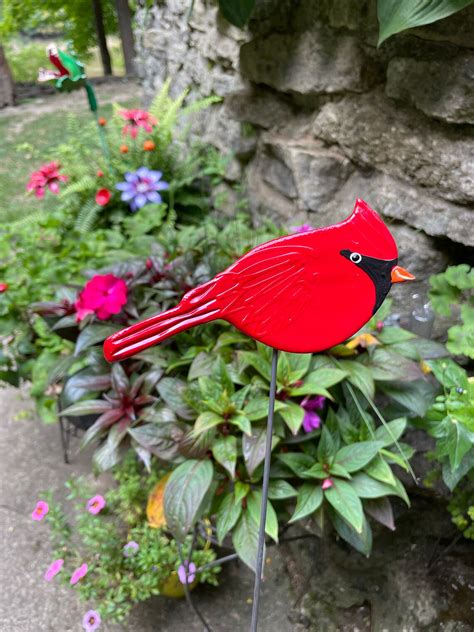 Red Cardinal Garden Yard Birdred Birds Garden Decorcardinal Etsy