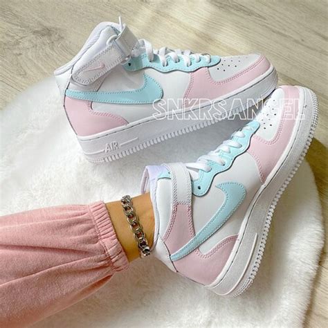 Nike Air Force Mid Custom Pastel Pink Biege Af Etsy