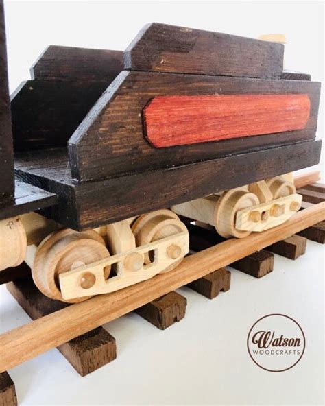 Wooden Heirloom Steam Locomotive Engine and Coal Car, Static Display ...