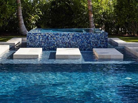 MTO0090 Modern Modular Blue Yellow Glossy Glass Mosaic Tile Pool