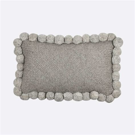 Mini Coussin Rond Pompons Blanc Coussin Ethnique Finca