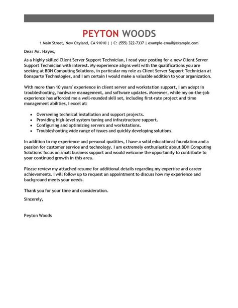 Client Server Technician Cover Letter Examples Livecareer