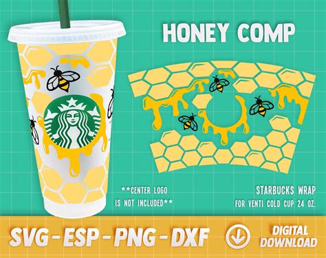 Honeycomb Drips Bee Starbucks Cold Cup Svg Full Wrap For Etsy