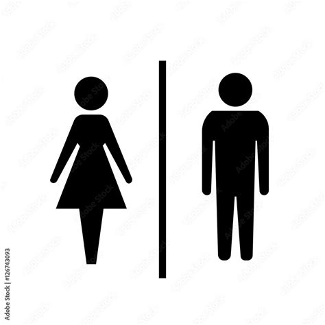 Vector Man And Woman Icons Toilet Sign Restroom Icon Minimal Style