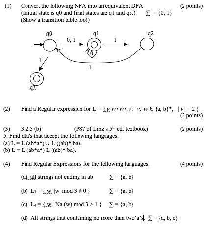 Solved Convert The Following Nfa Into An Equivalent Dfa Points