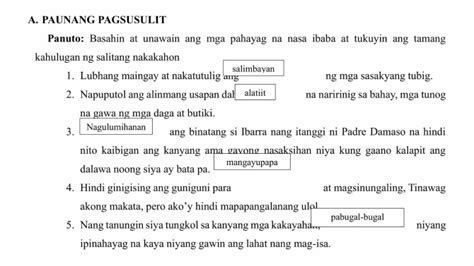 Solved A PAUNANG PAGSUSULIT Panuto Basahin At Unawain Ang Mga