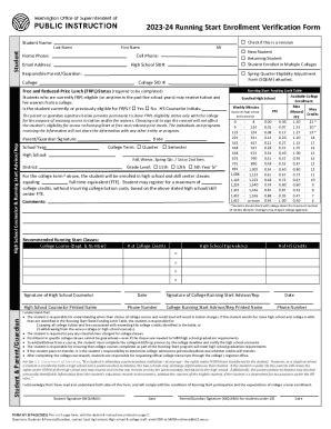 Fillable Online 2023 24 Running Start Enrollment Verification Form