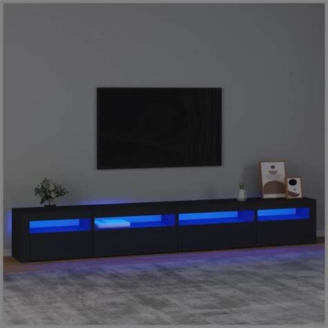 DRFEIFY Meuble TV avec lumières LED Noir A3152747 KN005 Expédition