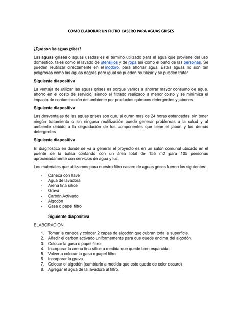 Como Elaborar Un Filtro Casero Para Aguas Grises Como Elaborar Un