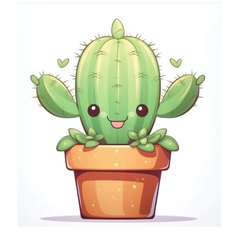 Cactus Lindo Clipart Cactus En Una Olla Estilo Chibi Vector Cactus