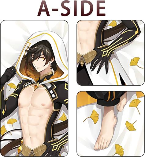 Misaki1987 Genshin Impact Zhongli Anime Dakimakura Hugging Body Pillow Case Covers 150cm X 50cm