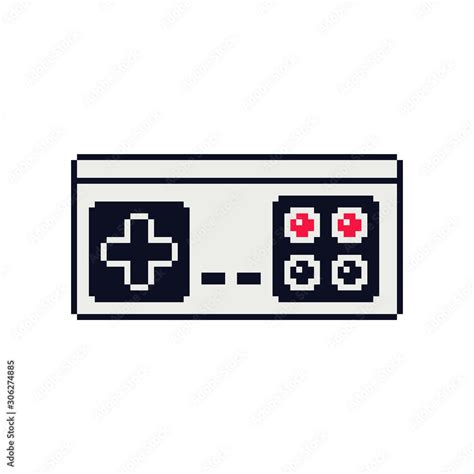 Gamepad Icon Joystick Retro 80s Pixel Art Flat Style Old School