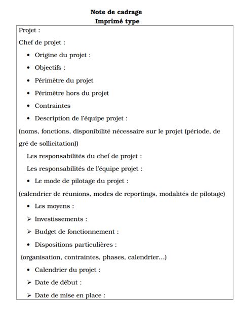 comment rediger une note de cadrage projet efficace exemple