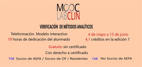 MOOC LAB CLIN VERIFICACIÓN DE MÉTODOS ANALÍTICOS CUANTITATIVOS Ed 2