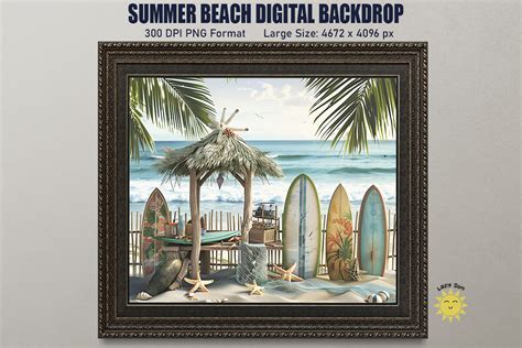 Summer Beach Digital Backdrop Graphic by Lazy Sun · Creative Fabrica