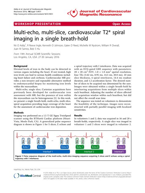 Pdf Multi Echo Multi Slice Cardiovascular T2 Spiral Imaging In A