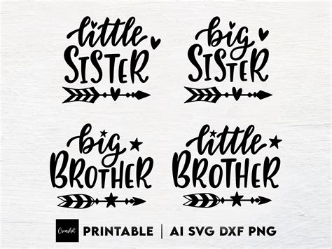 Big Little Sister Brother Bundle Svg Png Eps Dxf  Etsy