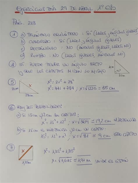 Eso Correcci N Ejercicios D A De Abril Matem Ticas Y Eso