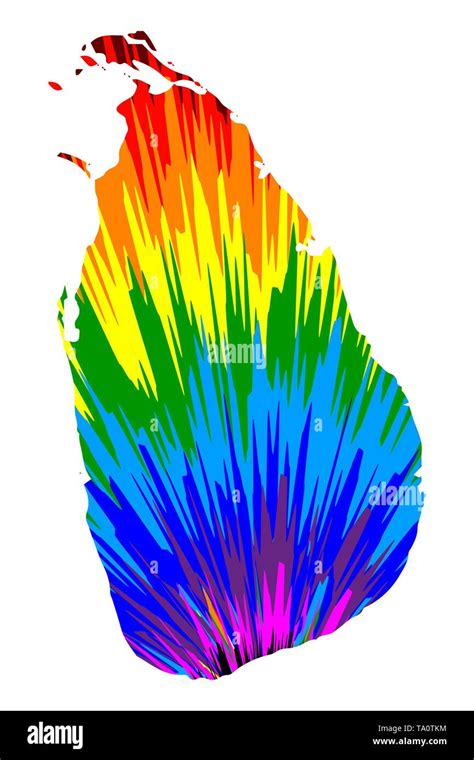 Sri Lanka Map Is Designed Rainbow Abstract Colorful Pattern