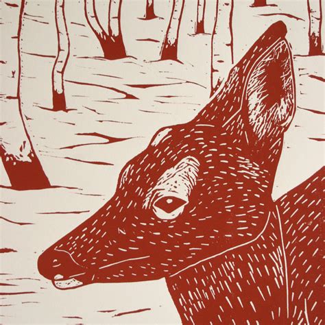 Deer Original Linocut Print Limited Edition Etsy