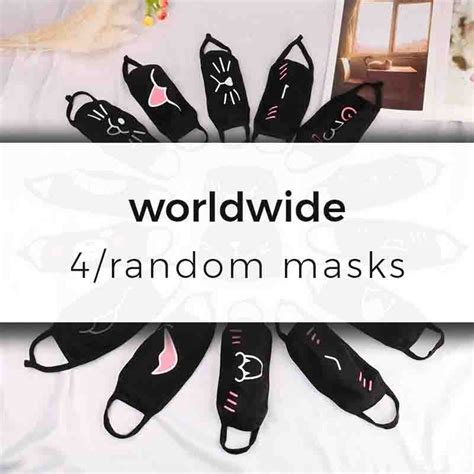 Kawaii K-pop Black Anime Mouth Mask 4/Pcs [Worldwide] - Kuru Store