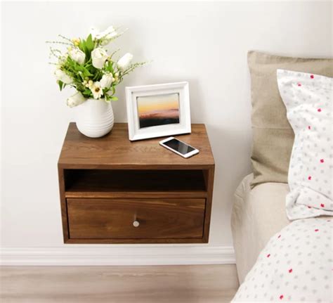 Opening Floating Night Stand Shelves With Drawer Floating Nightstand