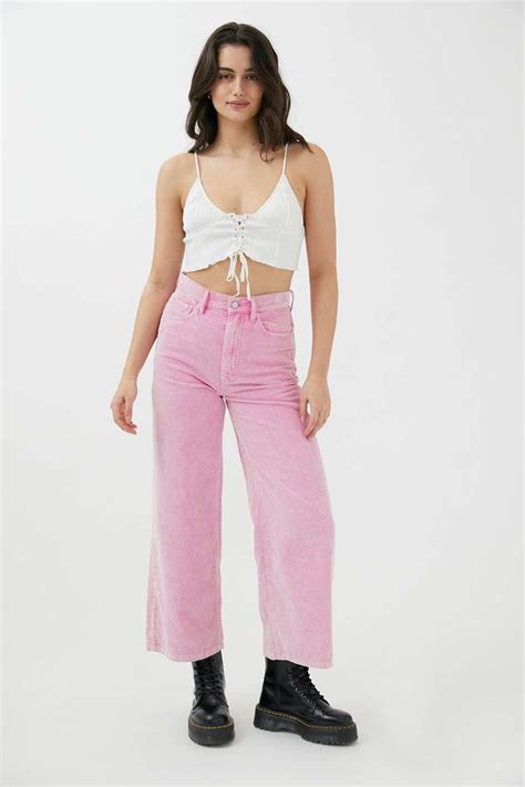 BDG High Wide Leg Corduroy Pant In Pink Lyst