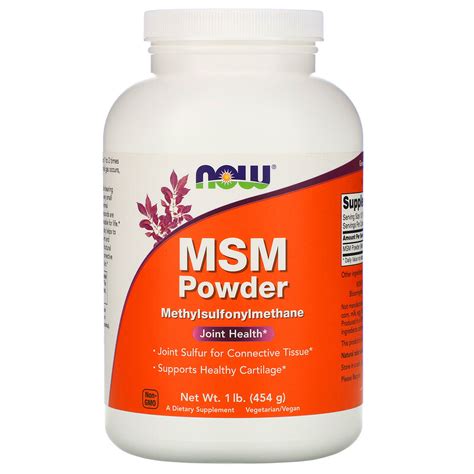 NOW Foods MSM En Polvo 1 Lb 454 G