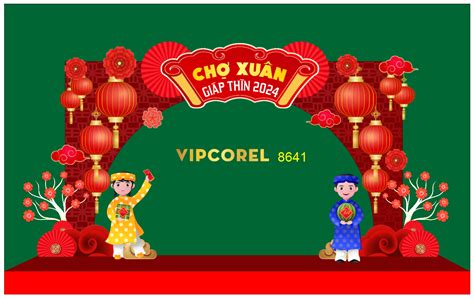 Mẫu cổng tết chào xuân Giáp Thìn 2024 5 Download file corel thiết kế